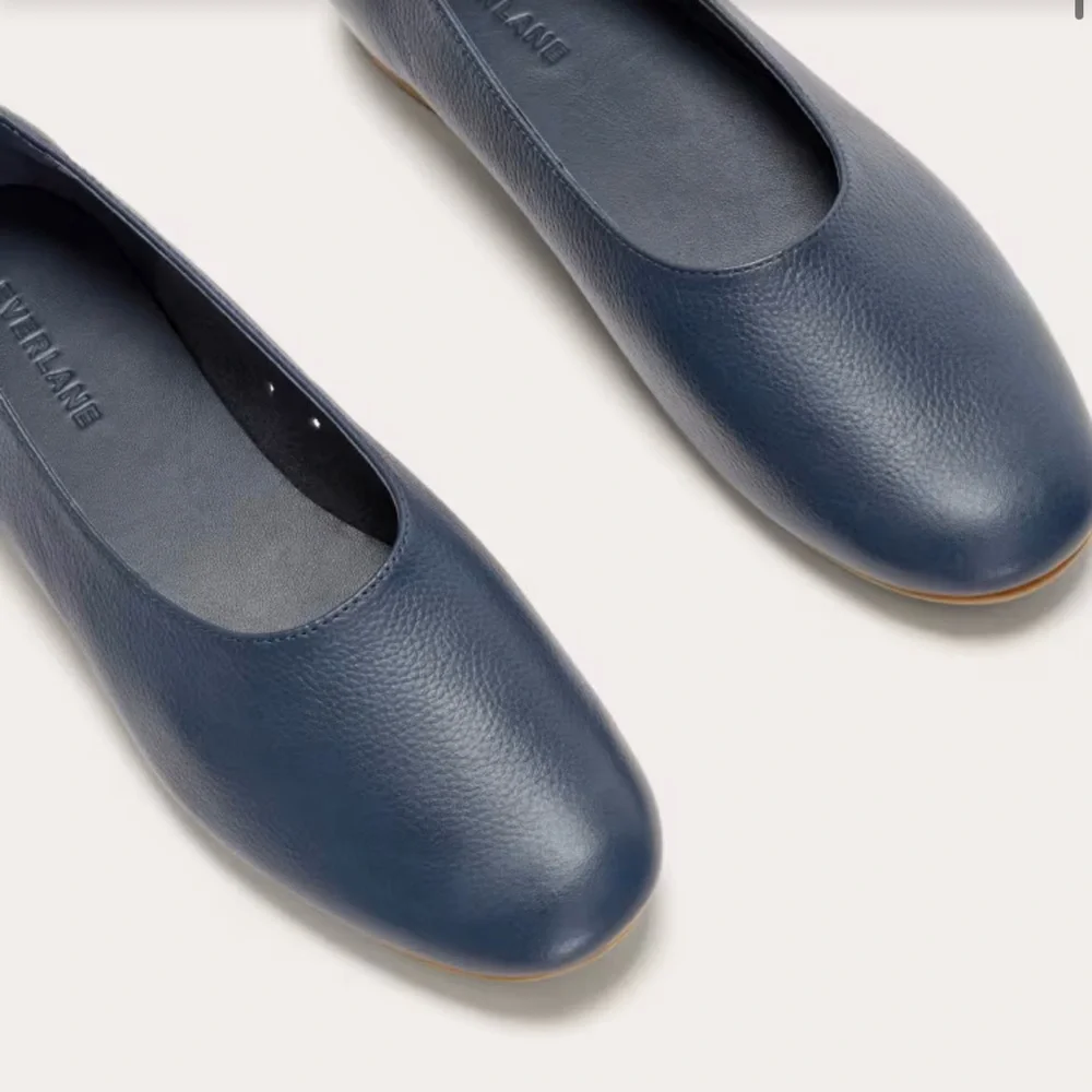 Everlane Navy Leather Ballet Flats